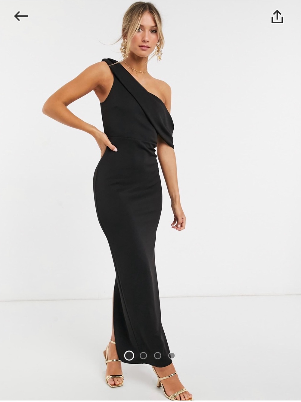 ASOS Design Black Maxi Bodycon Off Shoulder Dress Size 6